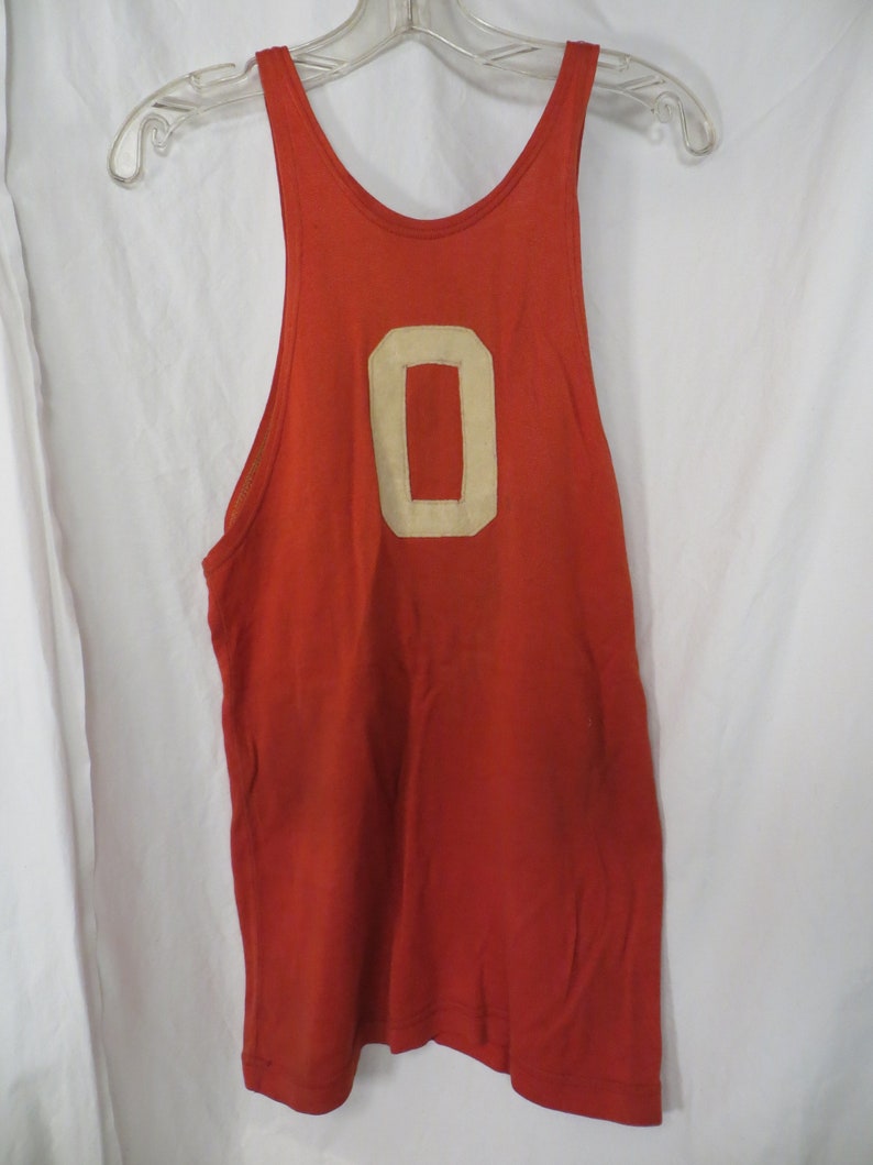 1930's Basketball Antique Athletic Uniform Tank and Shorts Men's Boys Vintage 30's 40's Red & White Legion Post 79 Thirties Sports image 5