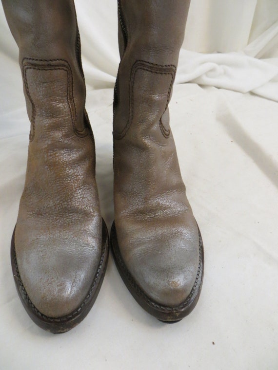Worn Silver Boots Unusual Surface Italian Leather… - image 4