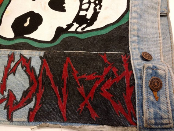 Punk Rock Unique Fan Vest Rock Roll Vintage Denim… - image 9