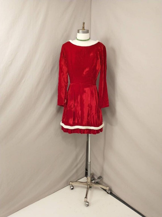 Mrs Claus Vintage Costume Short Dress Red Velvet … - image 1