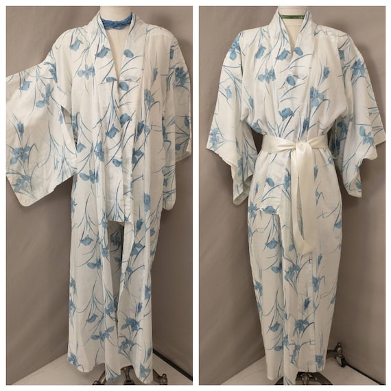Vintage Kimono Robe Traditional Japanese Wrap Comf