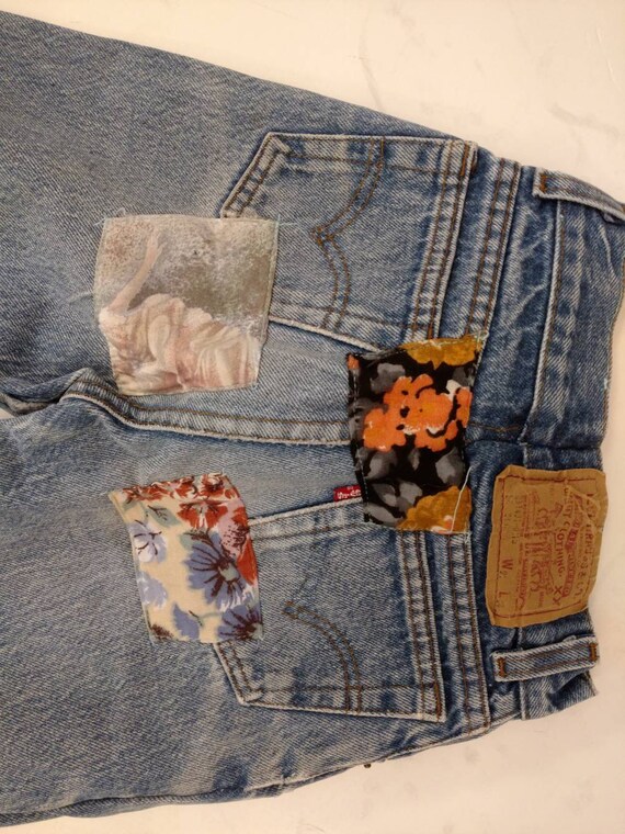 Girls Vintage Jeans Floral Applique 90's does 60'… - image 6