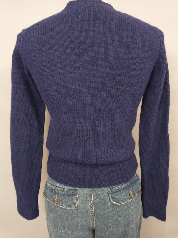 70's Navy Blue Shetland Wool Pullover Sweater Vin… - image 5