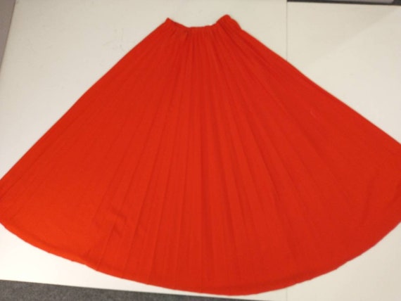 Red Pleated Floor Length Skirt Vintage 70's Long … - image 5