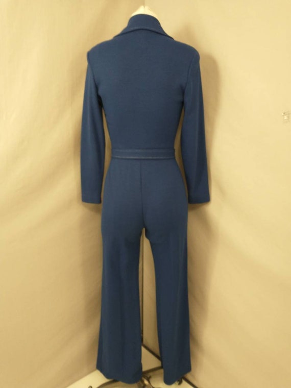 Fun 70s Jumpsuit Blue Mod Vintage Seventies Long … - image 5