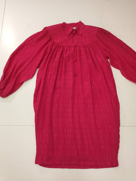 Deadstock 90's Hot Pink Silk Dress Vintage Nineti… - image 10