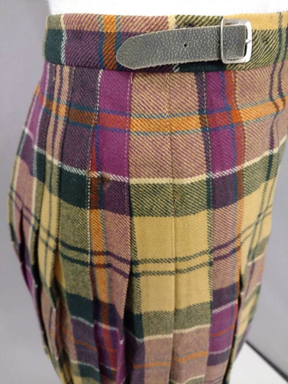 Short Plaid Kilt Wool Pleated Skirt Vintage 80's … - image 5