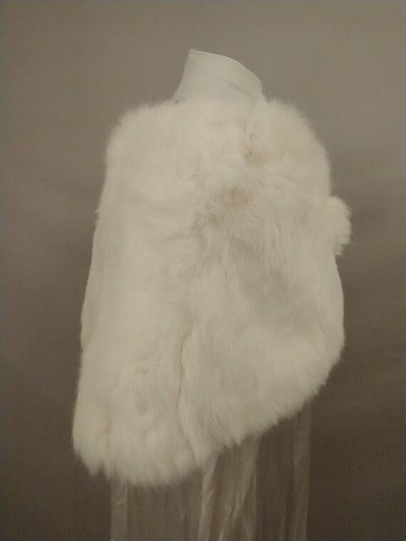 White Fur Shrug Wrap Capelet Vintage Cape Woman's… - image 3