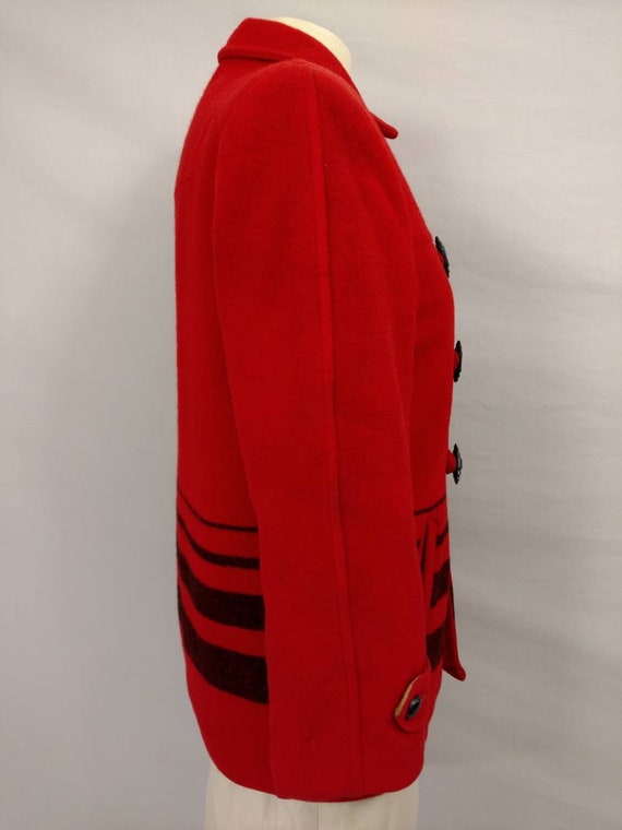 Vintage Mackinaw Red & Black Wool Lined Blanket C… - image 3