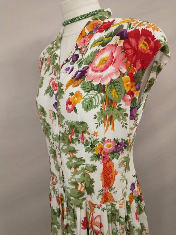 Feminine  Floral Dress Vintage 80's Feminine Slee… - image 3
