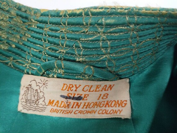 Old Silk Green Satin Chinese Jacket Gorgeous Tail… - image 8