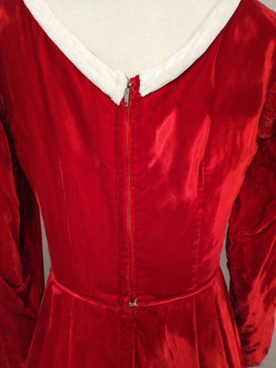 Mrs Claus Vintage Costume Short Dress Red Velvet … - image 7