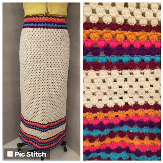 スカート 70s Crochet Knit Wool Skirt 70s Crochet Knit Wool Skirt