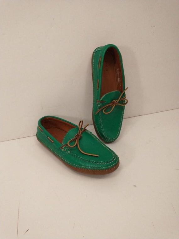 Emerald Green Leather Loafers Polo by Ralph Lauren Bright Colorful