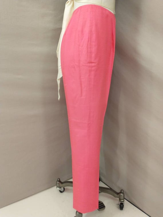 60's Vintage Hot Pink Silk Pants Tapered Leg Oleg… - image 4