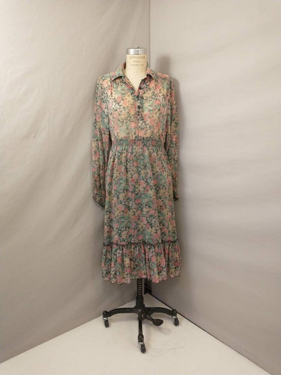 Authentic Vintage Sixties Floral Dress Long Midi R