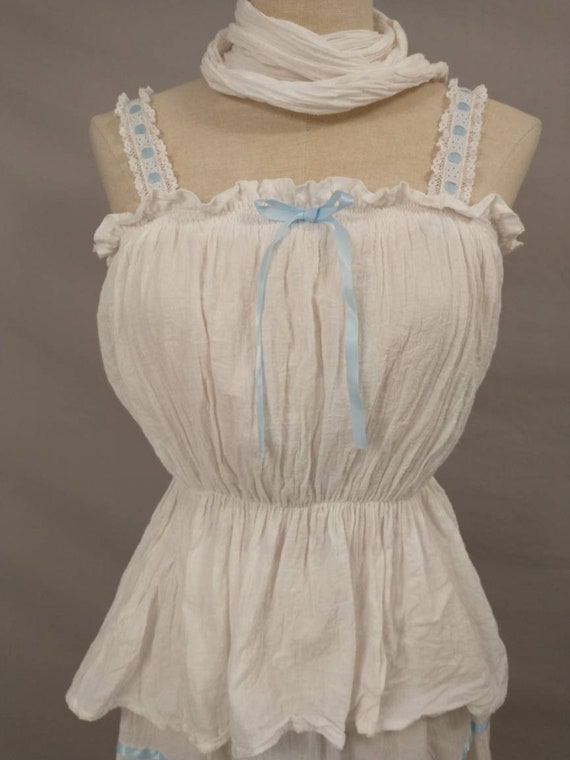 Exceptional White Cotton Indian Dress Skirt Set V… - image 7