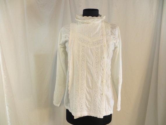 Vintage 60's - 70's Indian Top Classic White Cott… - image 1