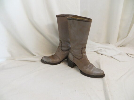 Worn Silver Boots Unusual Surface Italian Leather… - image 10