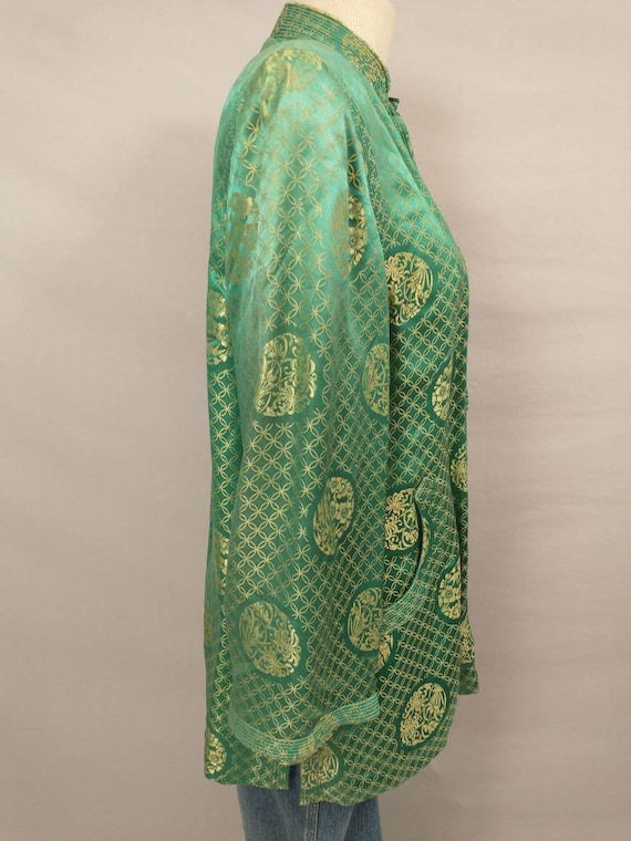 Old Silk Green Satin Chinese Jacket Gorgeous Tail… - image 4