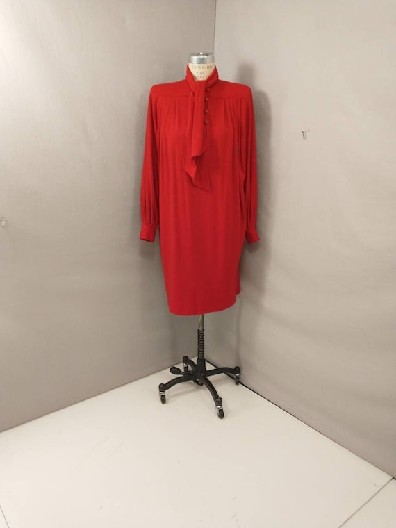 Ungaro Paris Red Knit Dress Vintage 80's Made in I