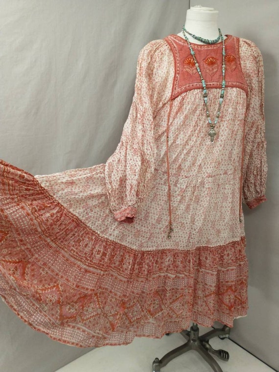 Phool 70's Gauzy Long Indian Cotton Maxi Dress Se… - image 3