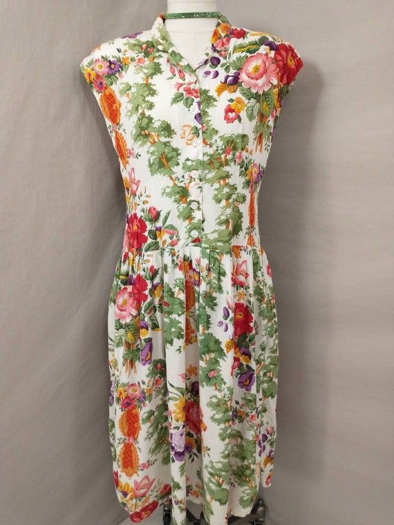 Feminine  Floral Dress Vintage 80's Feminine Slee… - image 2