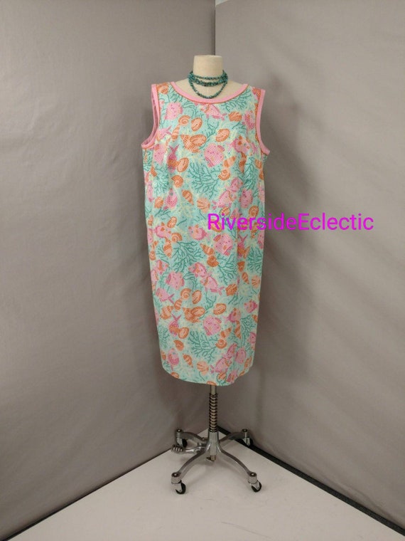 Floral Cotton Sleeveless Sheath Dress Summer Sundress Shift by Talbots  Business Casual Comfortable Vintage 90's Szmrk20 