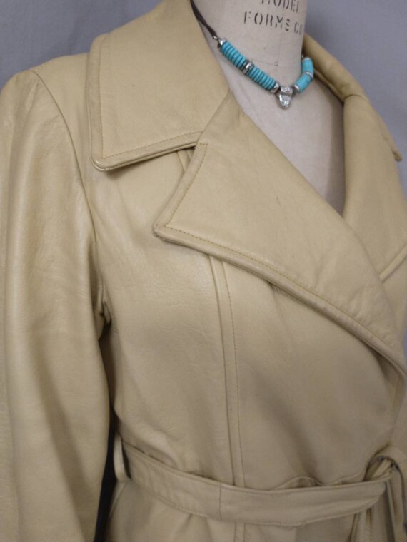 Womens Buttercream Thick Leather Jacket Coat Vintage … Gem
