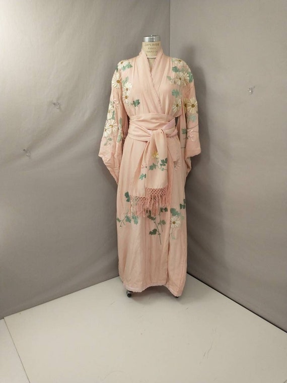 Embroidered Floral Vintage Pink Kimono Made and B… - image 1