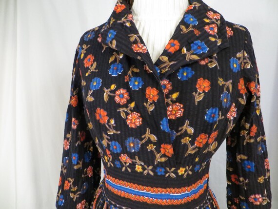 Prairie Dress Black & Colorful Floral Feminine Ma… - image 3