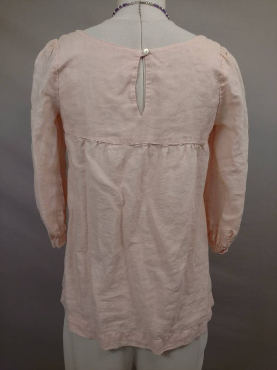 Pale Pink Linen Vintage Blouse 90's Long Sleeve F… - image 6