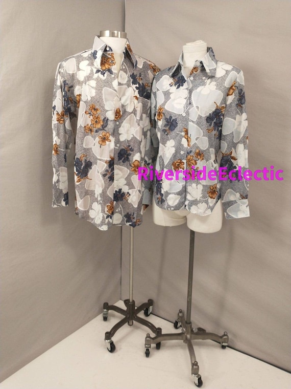 His and Hers Mod 70's Vintage Button Down Shirts … - image 1