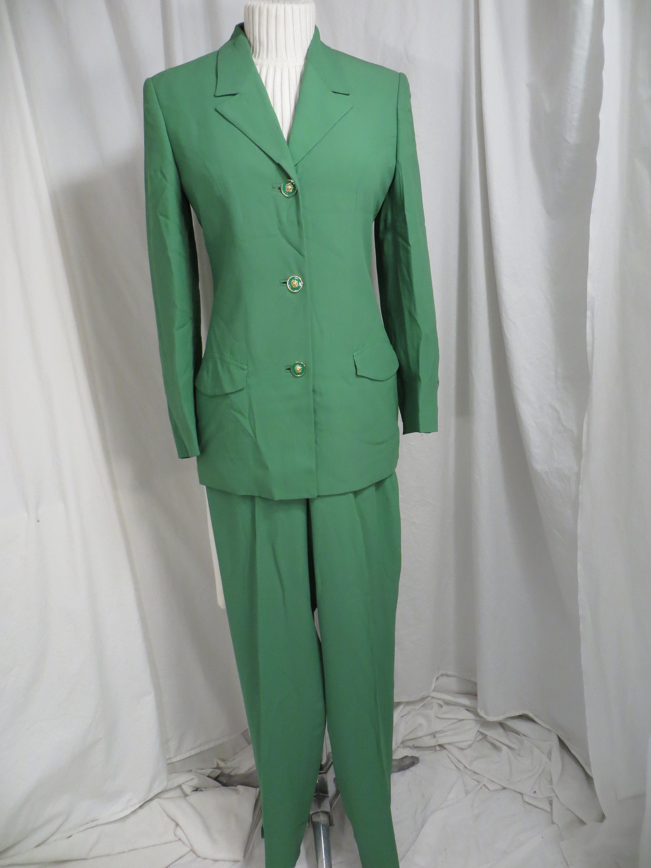 スパッツ・レギンス VERSACE Women Straight Pants 10039001A11741 5BC60 green VERSACE Women Straight Pants 10039001A11741 5BC60 green