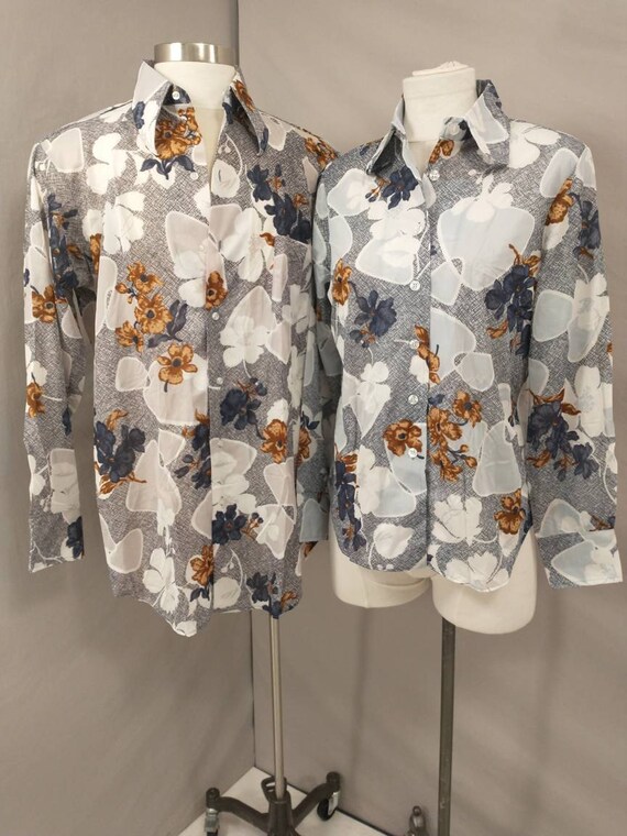 His and Hers Mod 70's Vintage Button Down Shirts … - image 2