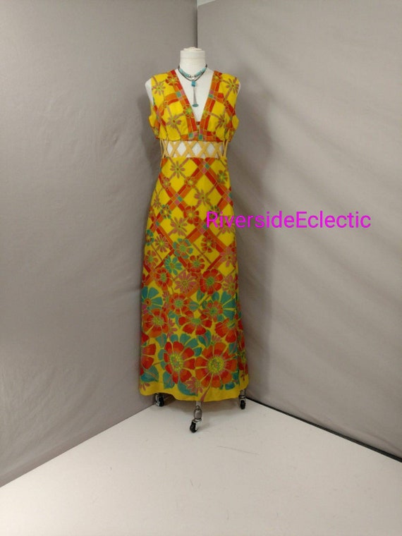 Custom Floral Dress Seventies Vintage OOAK  Handma