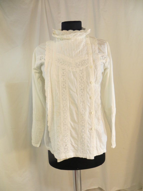 Vintage 60's - 70's Indian Top Classic White Cott… - image 2