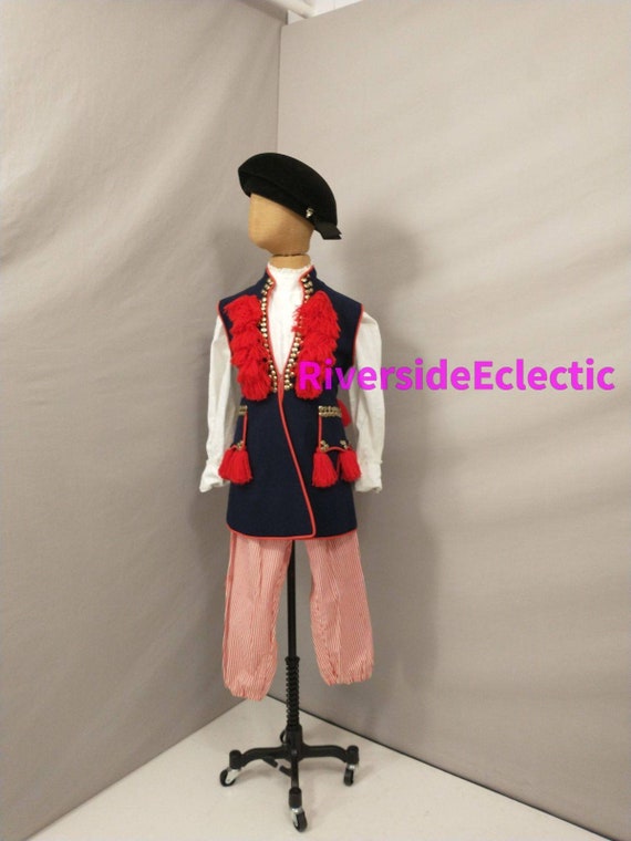 Vintage Childs Colonial Costume Vest & Striped Kni