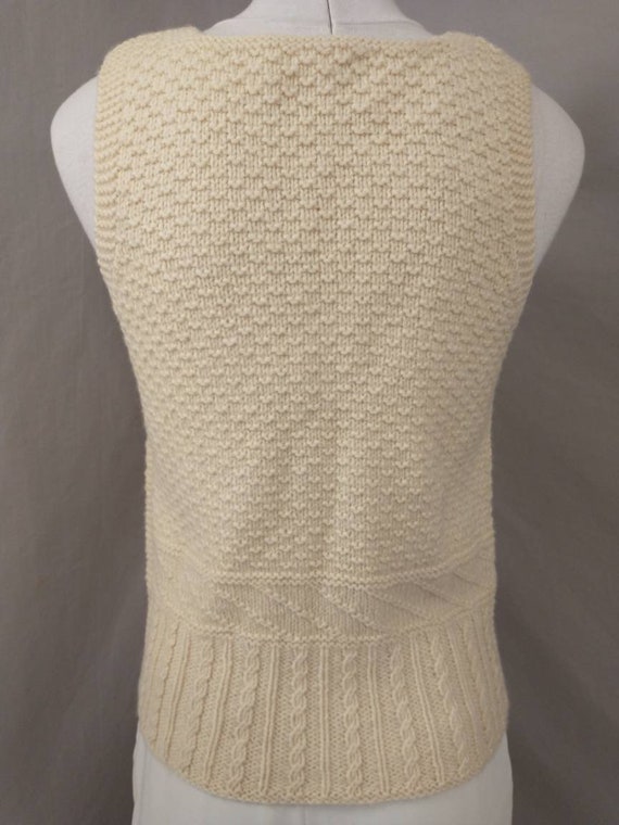 Aran Wool Hand Knit Sweater Vest Vintage 90's Nat… - image 4