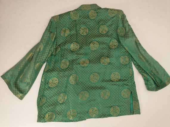 Old Silk Green Satin Chinese Jacket Gorgeous Tail… - image 7