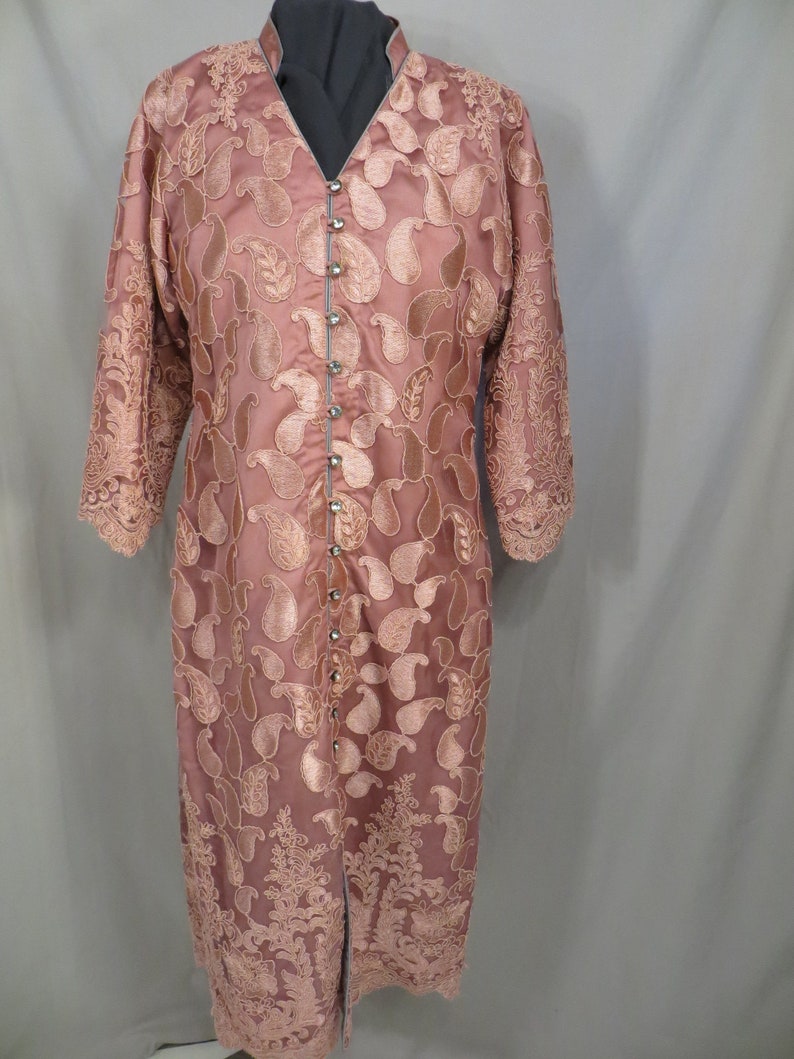 Rose Lace Overlay Indian Tunic Top Handmade India Unique Gorgeous Sm Med Dark Pink Ethnic Kurta Kurti Vintage
