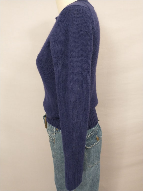 70's Navy Blue Shetland Wool Pullover Sweater Vin… - image 4