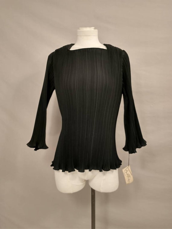 Mary McFadden Fortuni Pleat Black Pleated Blouse … - image 9