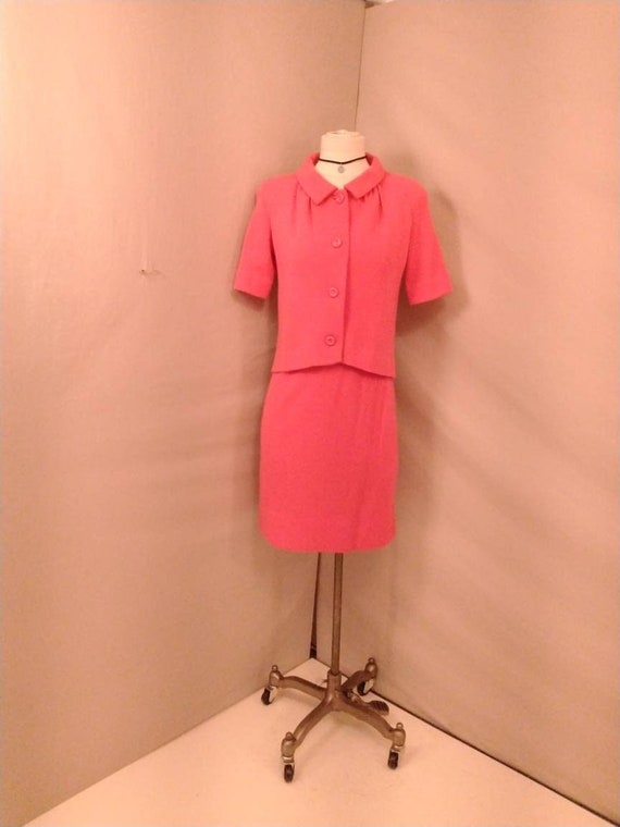 Bright Pink 60's Women's Suit Knit Short Skirt & J