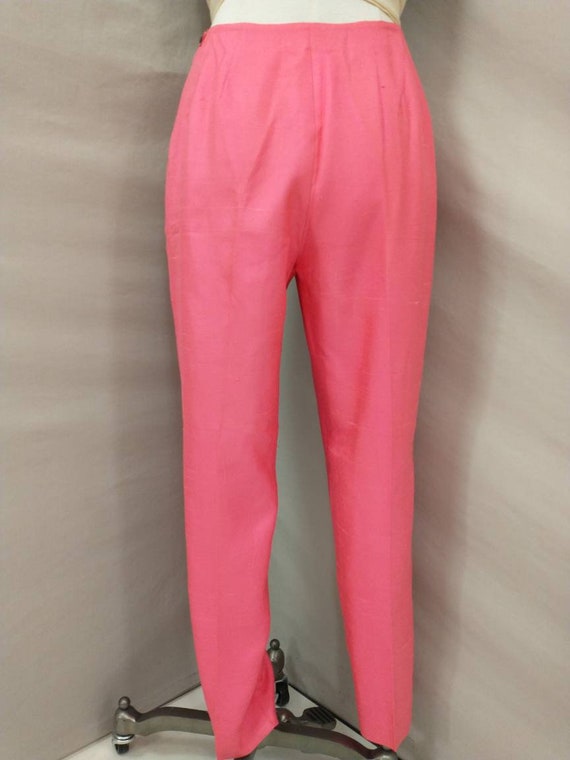 60's Vintage Hot Pink Silk Pants Tapered Leg Oleg… - image 5