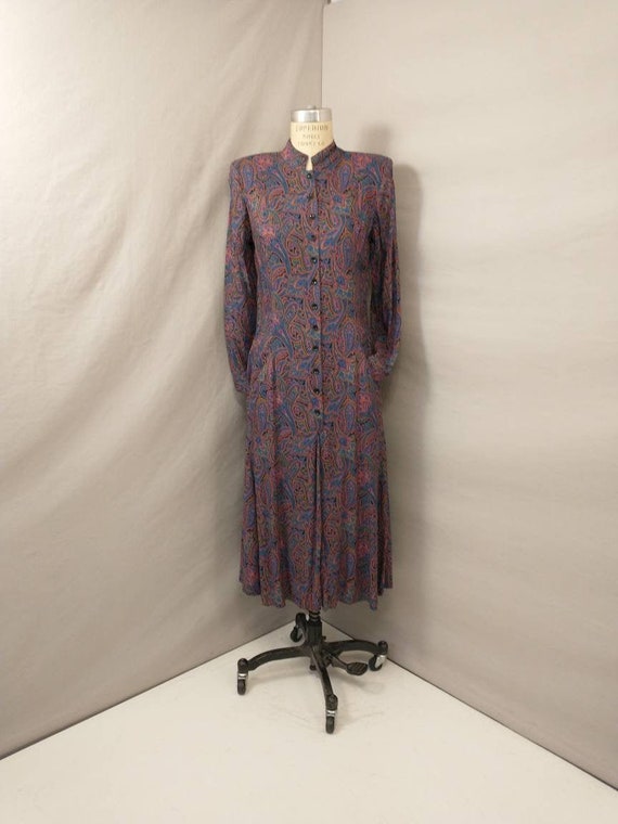 80's Does 40's Feminine Paisley Print Vintage Dre… - image 1