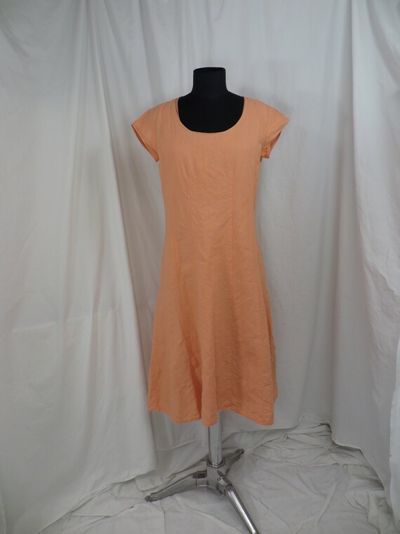 peach linen dress