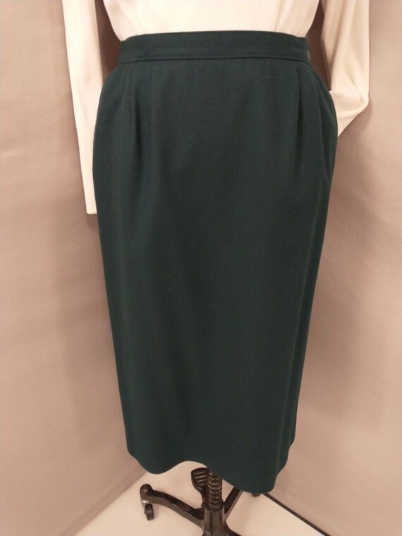 Dark Green Wool Midi Skirt Pendleton Made in USA … - image 2