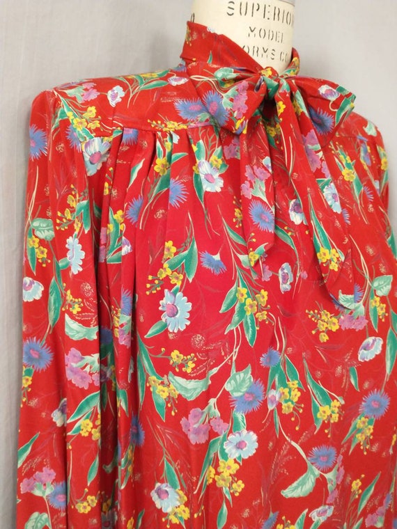 Ungaro Paris Silk Floral Vintage 80's Dress Flowe… - image 3