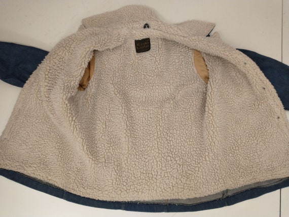 Vintage Denim Chore Jacket Faux Fleece Lined Vint… - image 7